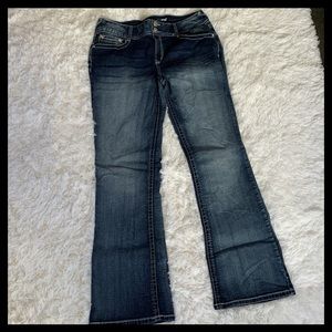 WALLFLOWERS THE LUSCIOUS CURVY FIT FLARE BEDAZZLED POCKET FLAP JEANS SIZE 13